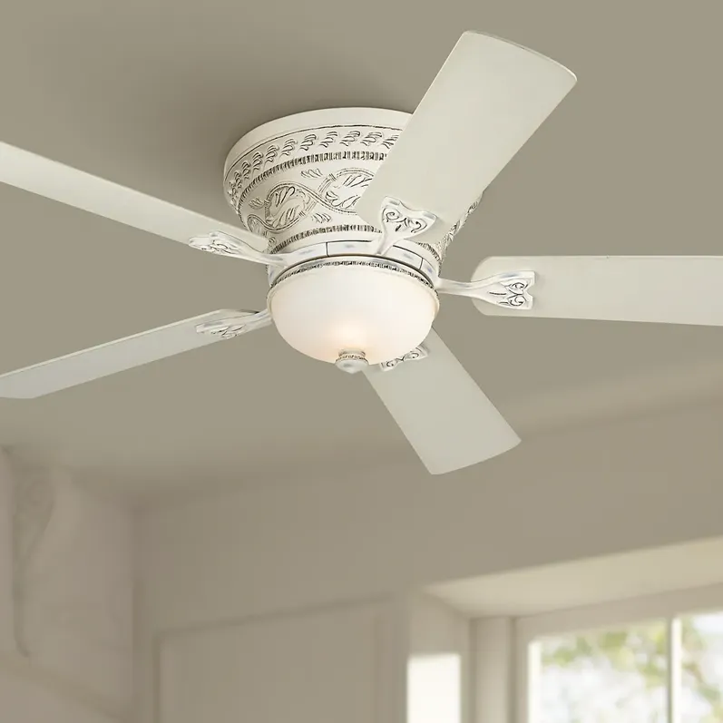 52" Casa Vieja Ancestry LED French White Hugger Fan with Remote