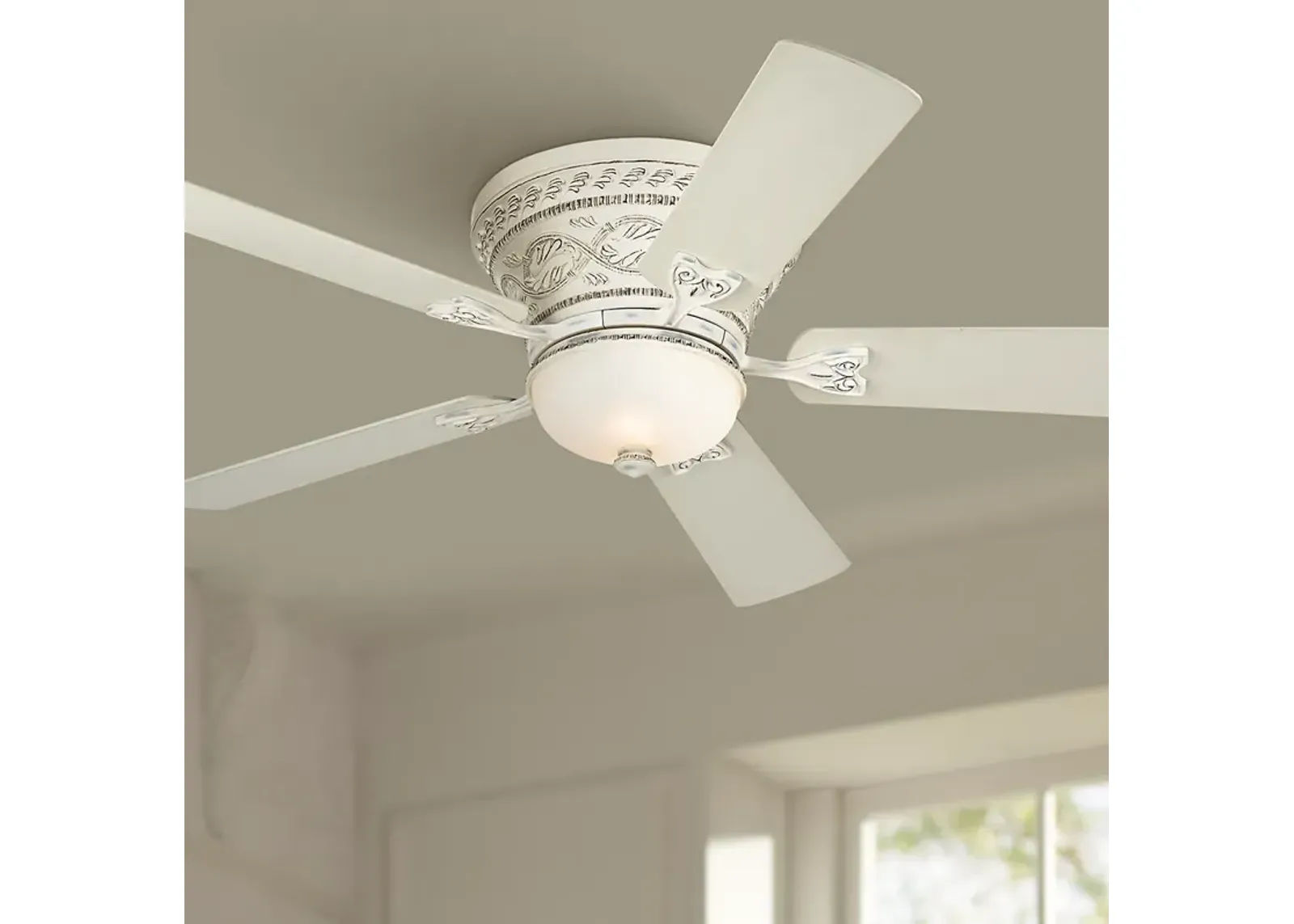 52" Casa Vieja Ancestry LED French White Hugger Fan with Remote