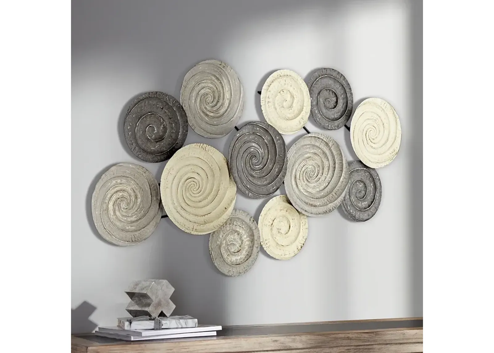 Spiral Circles 49 1/2" Wide Painted Modern Metal Wall Art