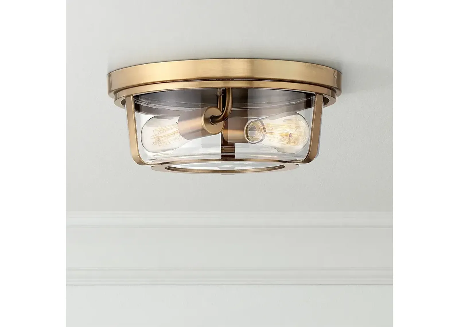 Possini Euro Angeline 13" Wide Warm Brass 2-Light Ceiling Light