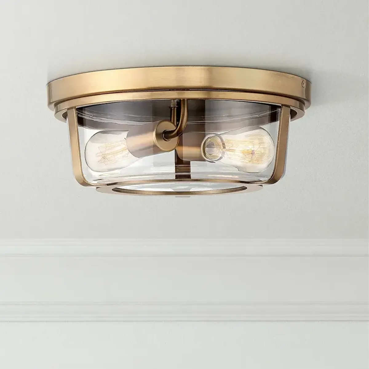 Possini Euro Angeline 13" Wide Warm Brass 2-Light Ceiling Light