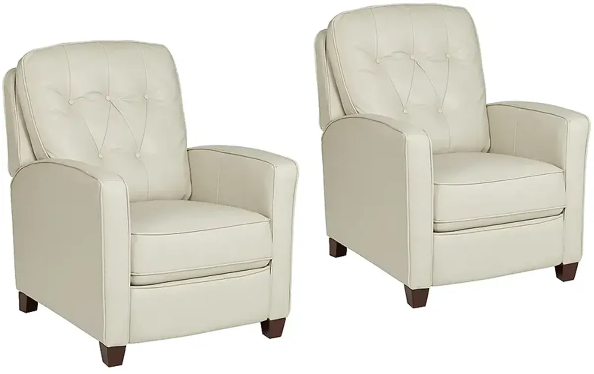 Benedict Livorno Pearl Off-White Leather 3-Way Recliners Set of 2