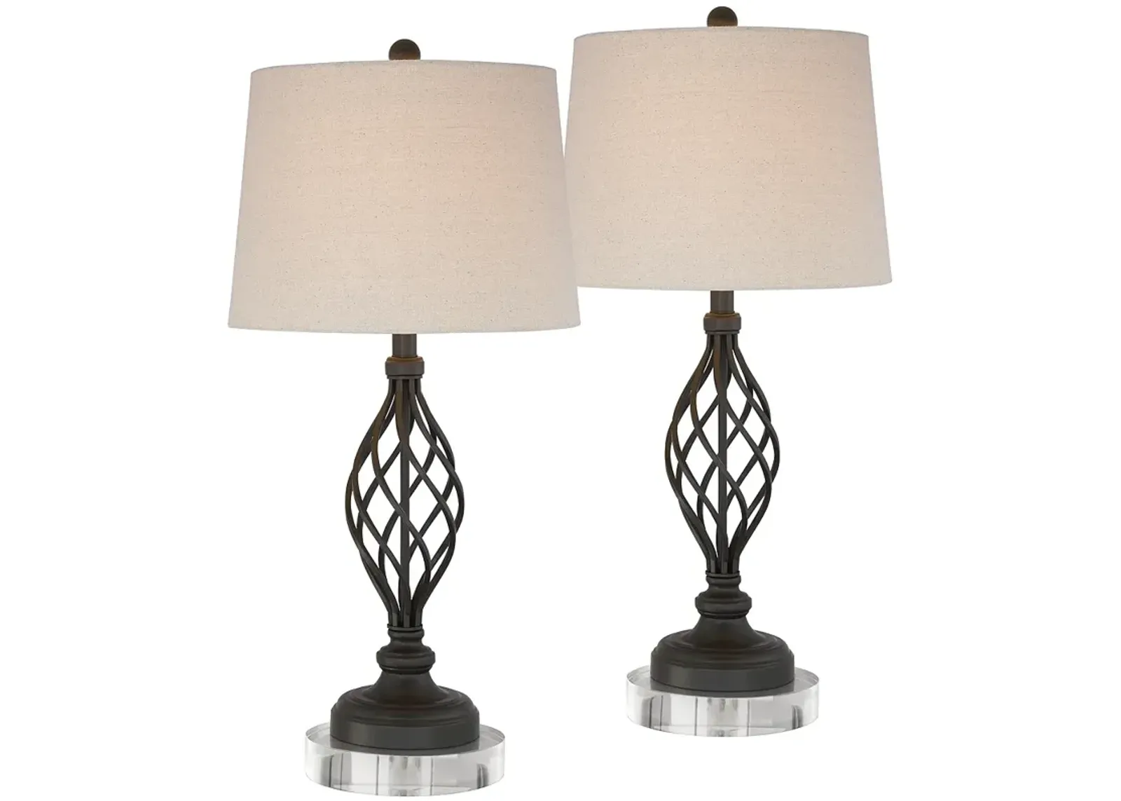 Annie 29 1/2" Iron Scroll Table Lamps with Round Acrylic Risers