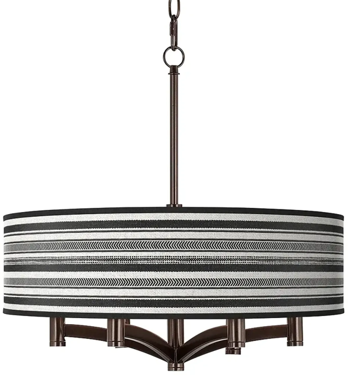 Giclee Gallery Ava 20" Stripes Noir 6-Light Bronze Pendant Chandelier