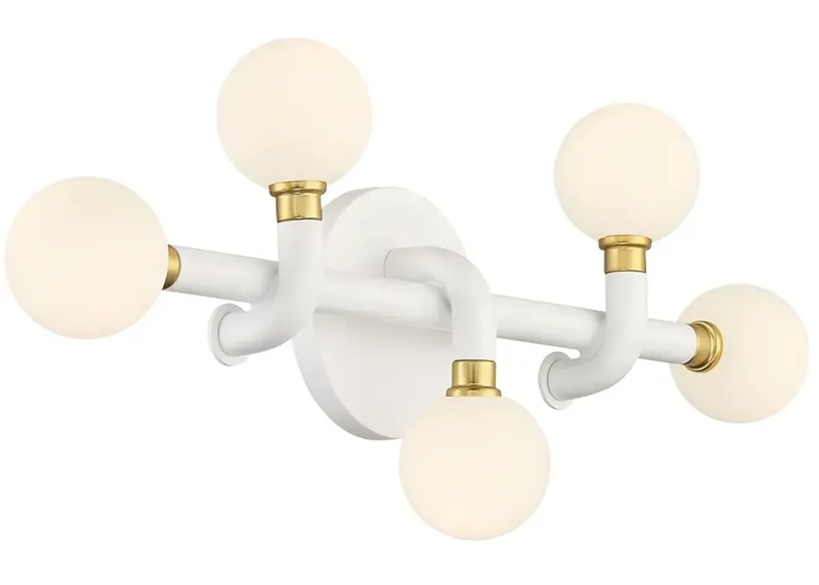 George Kovacs Tubular 5-Light Matte White and Honey Gold Vanity