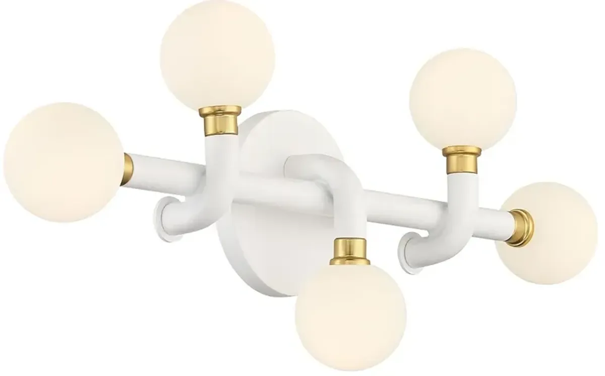 George Kovacs Tubular 5-Light Matte White and Honey Gold Vanity