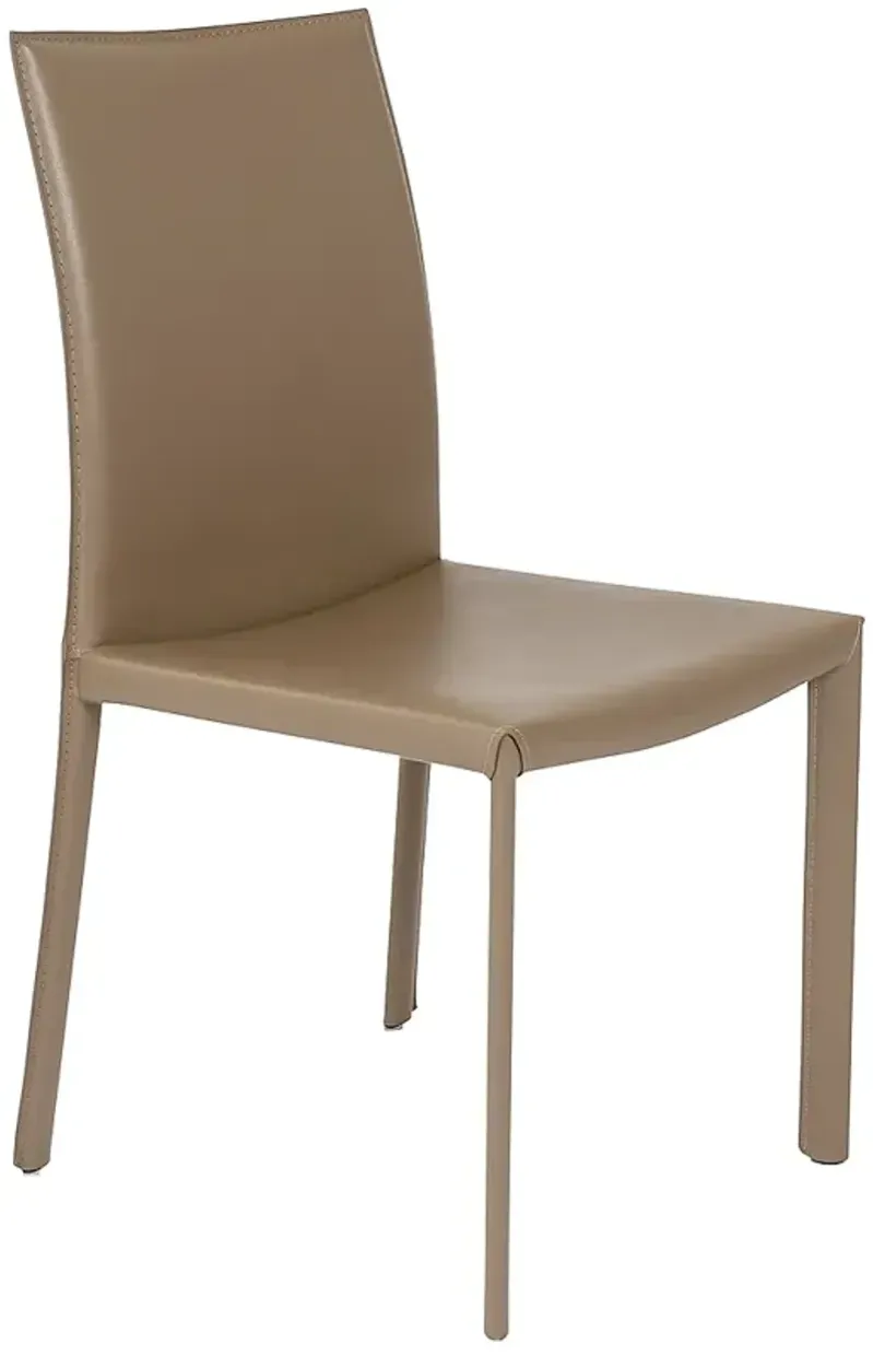 Hasina Taupe Leather Side Chair
