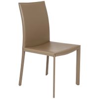 Hasina Taupe Leather Side Chair