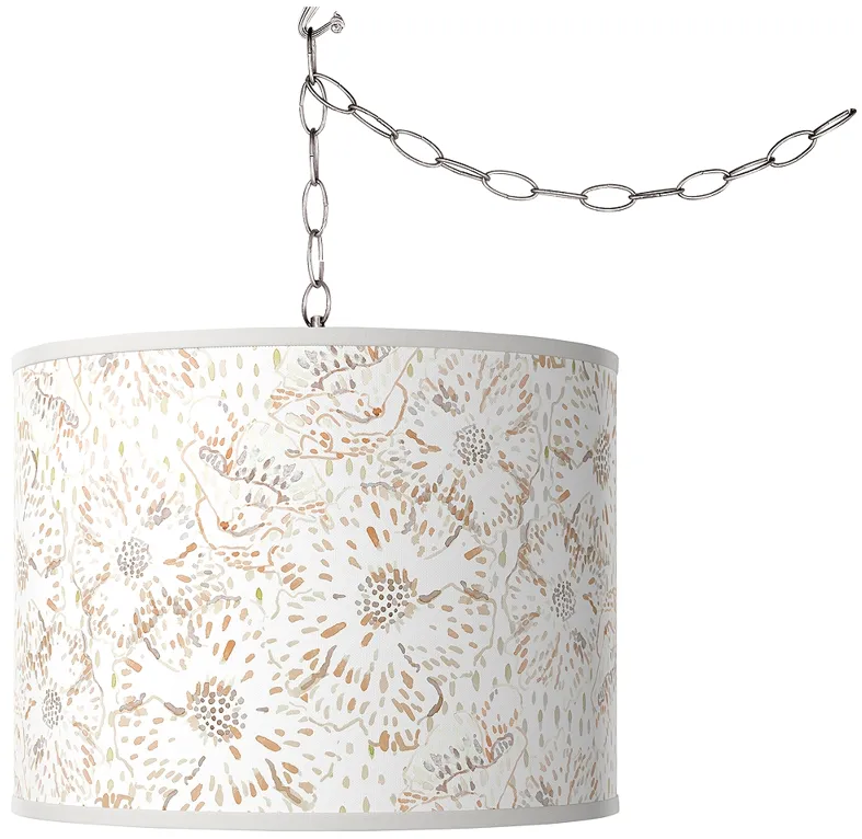Swag Style Windflowers Giclee Shade Plug-In Chandelier