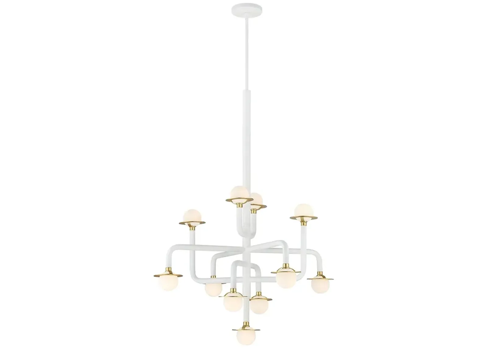 George Kovacs Tubular 11-Light Matte White and Honey Gold Chandelier