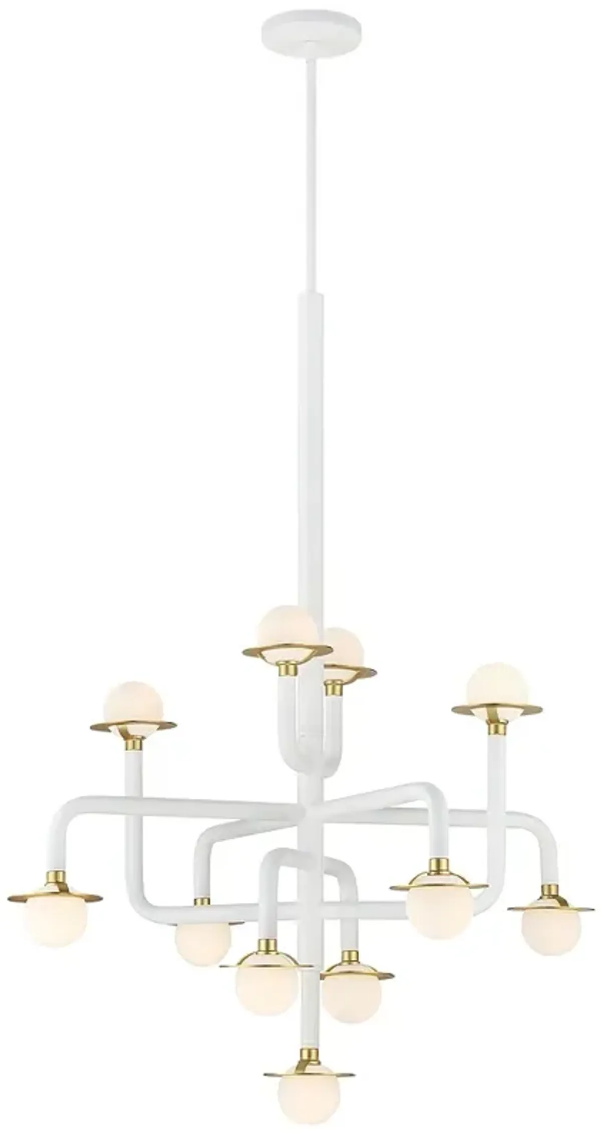 George Kovacs Tubular 11-Light Matte White and Honey Gold Chandelier