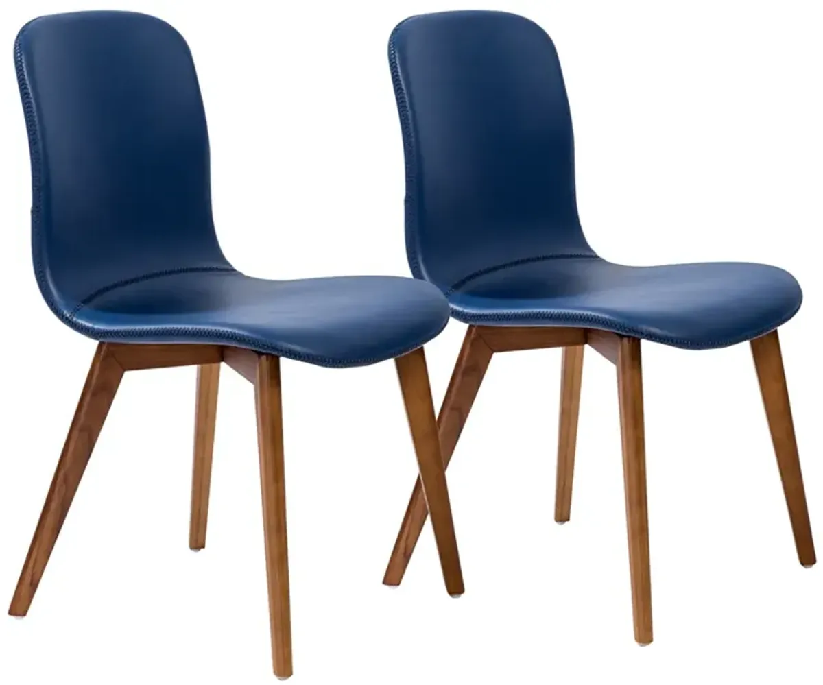 Mai Blue Leatherette Side Chairs Set of 2