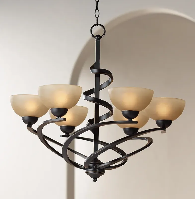 Franklin Iron Works Bronzeador 27 1/2"W Dark Mocha Ribbon Chandelier