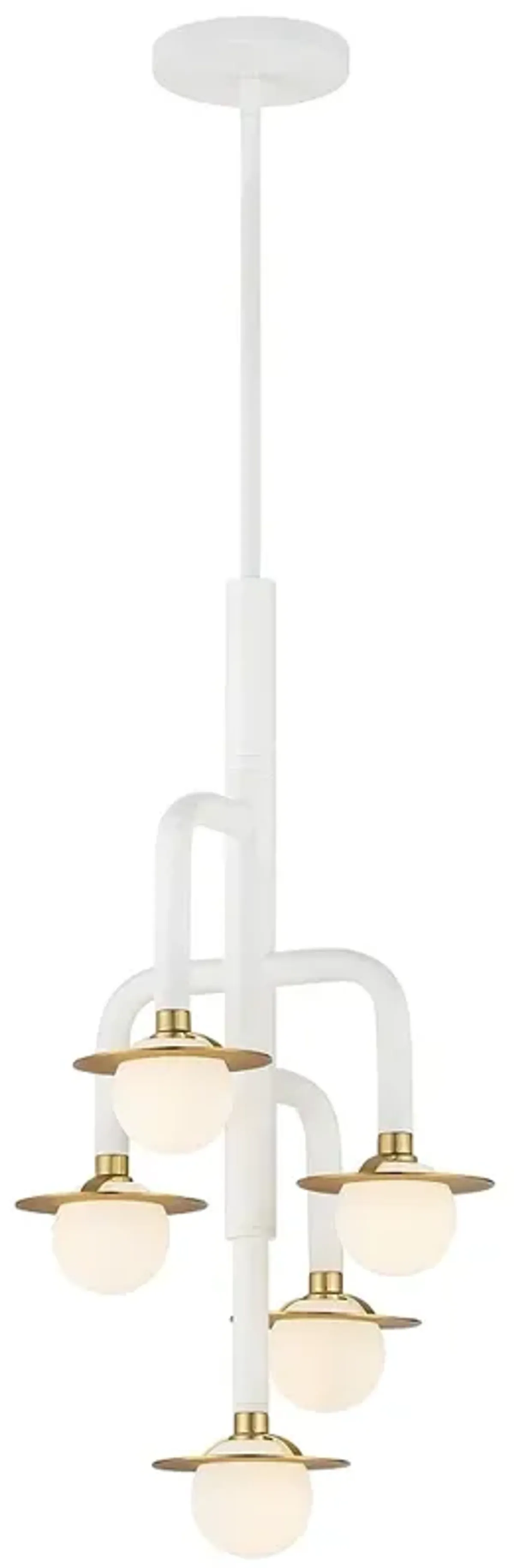 George Kovacs Tubular 5-Light Matte White and Honey Gold Chandelier