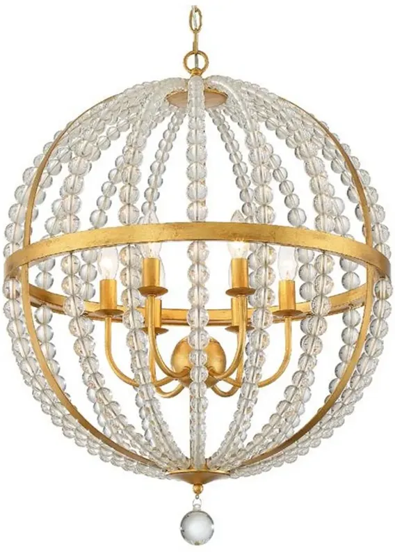 Roxy 6 Light Antique Gold Chandelier