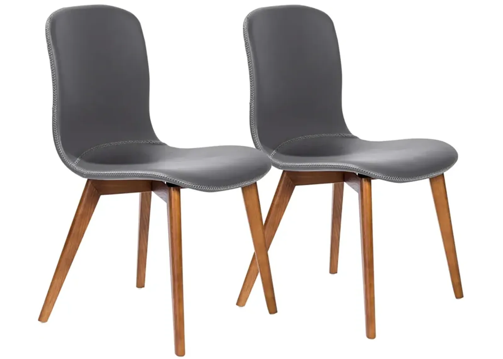 Mai Gray Leatherette Side Chairs Set of 2