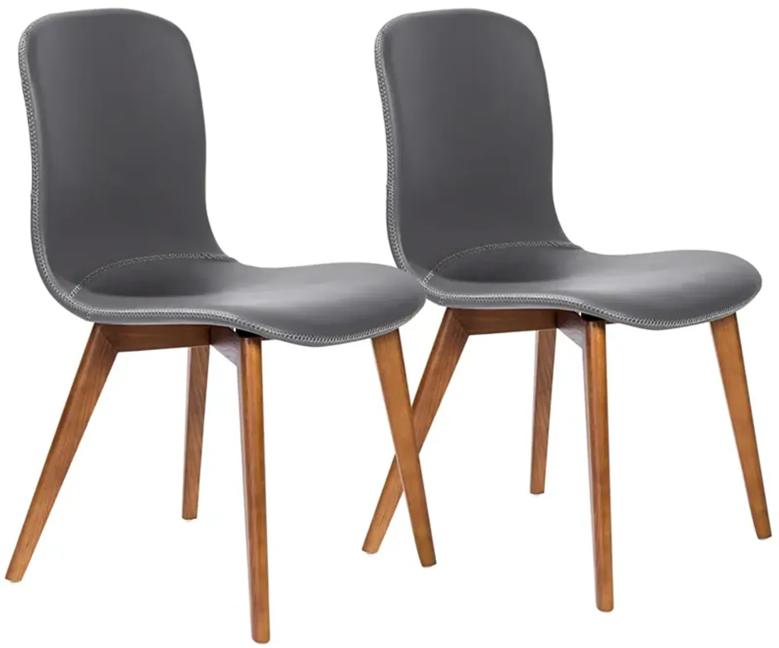 Mai Gray Leatherette Side Chairs Set of 2