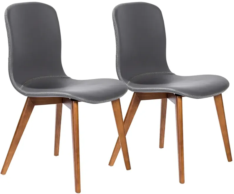 Mai Gray Leatherette Side Chairs Set of 2