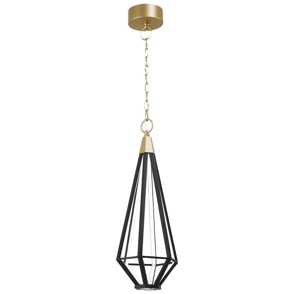 George Kovacs Dripping Gems LED- Soft Brass and Black Mini-Pendant