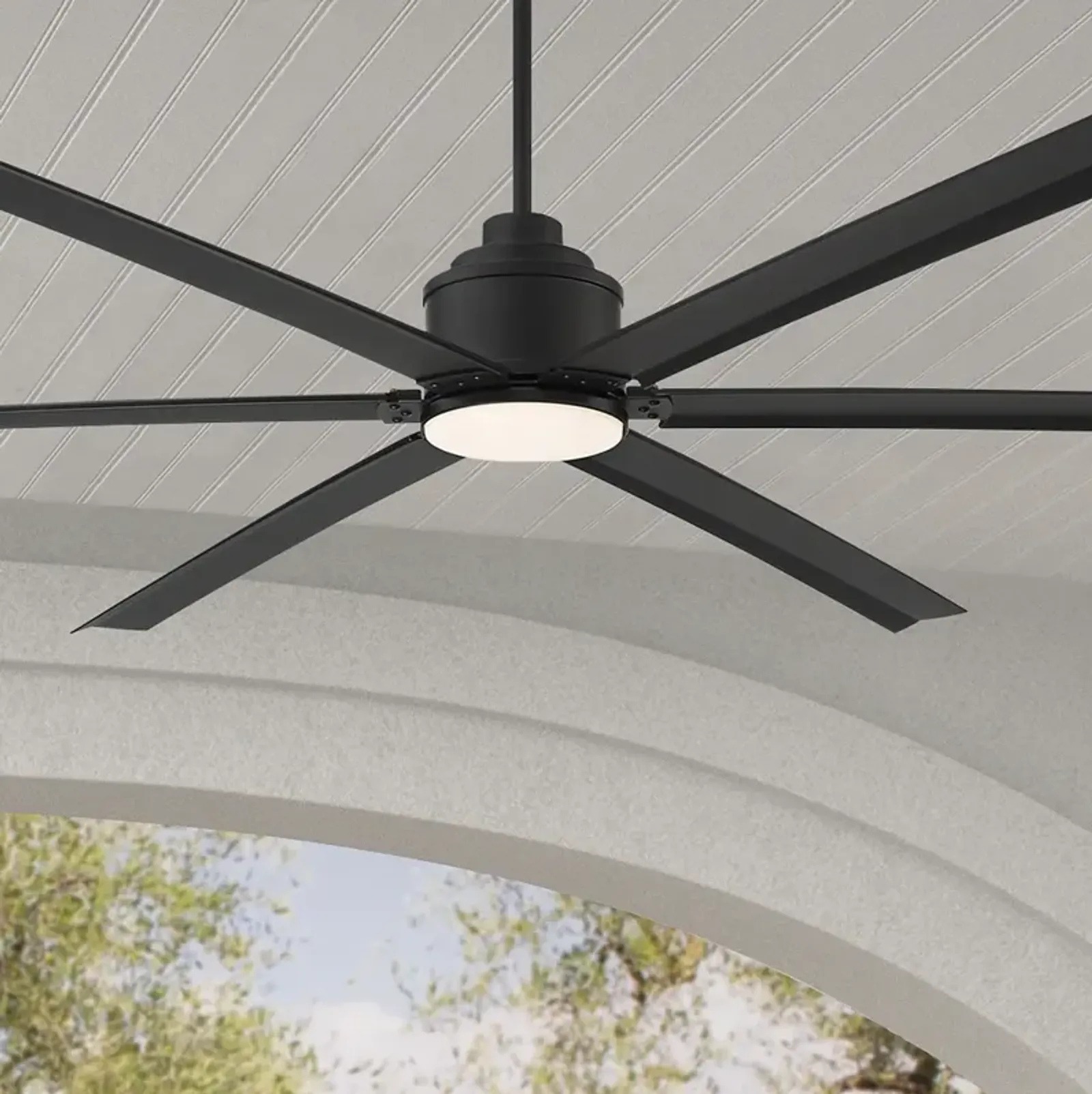 84" Casa Vieja Ultra Breeze Matte Black LED Wet Rated Ceiling Fan