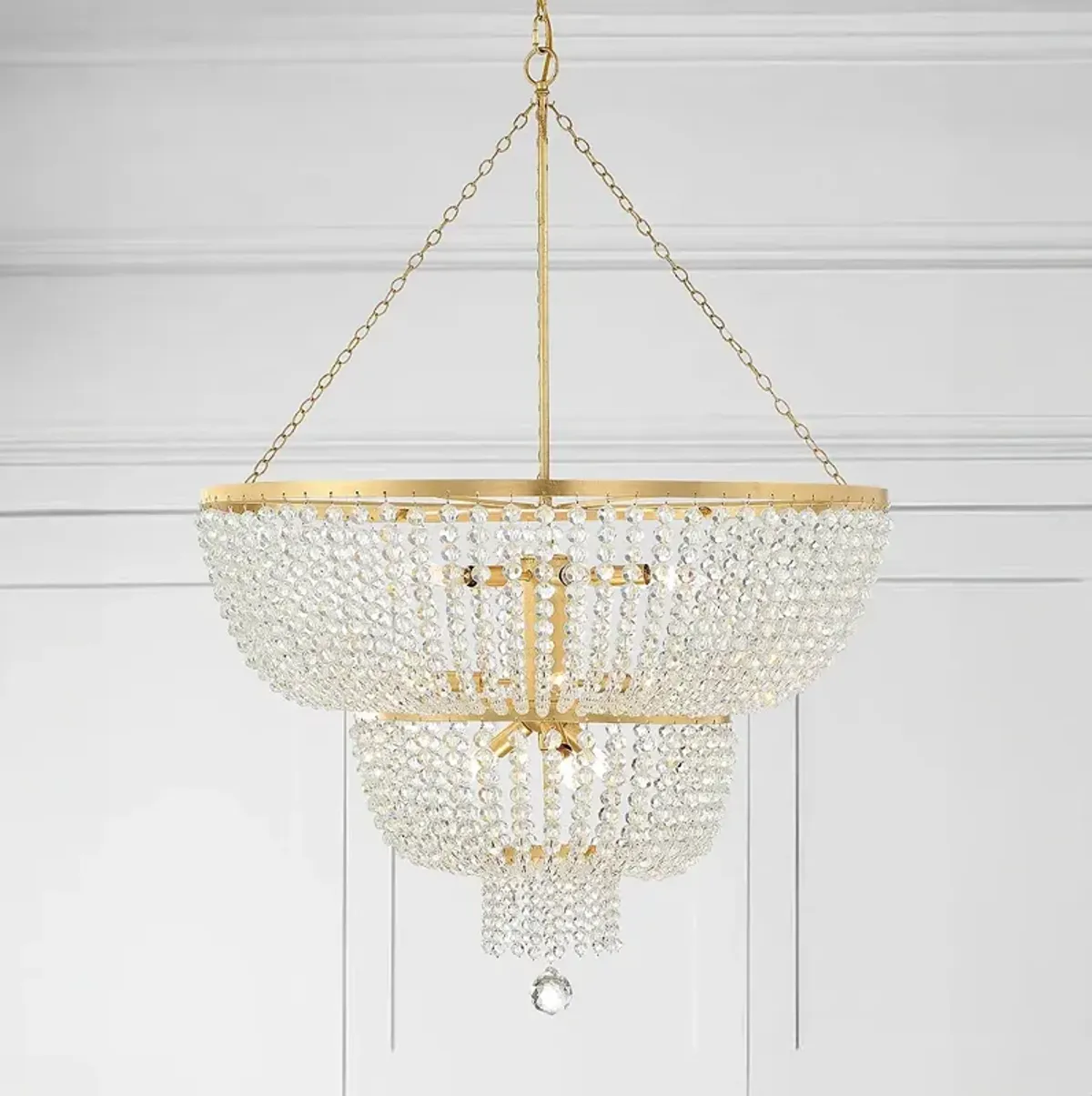 Crystorama Rylee 32" Wide 12-Light Antique Gold Crystal Chandelier