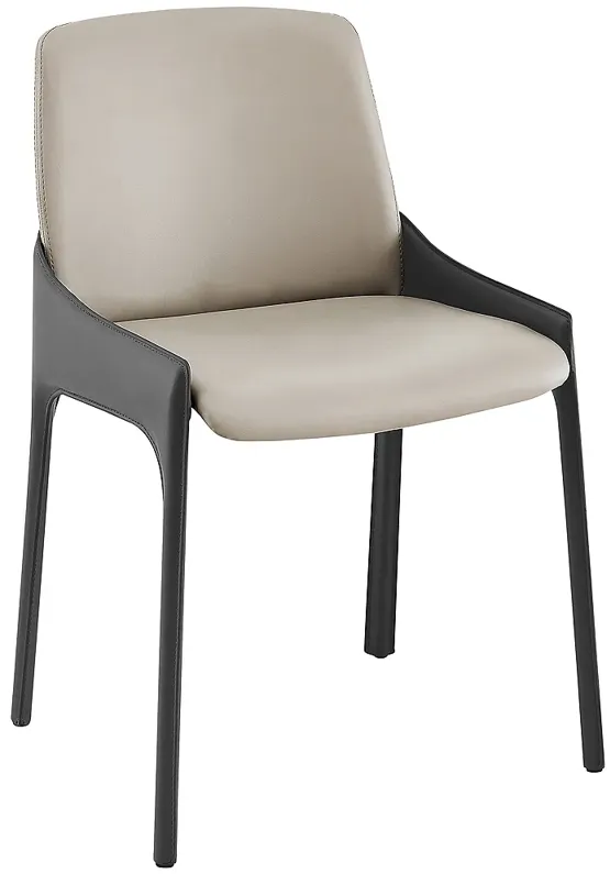 Vilante Light Gray Leather Side Chair