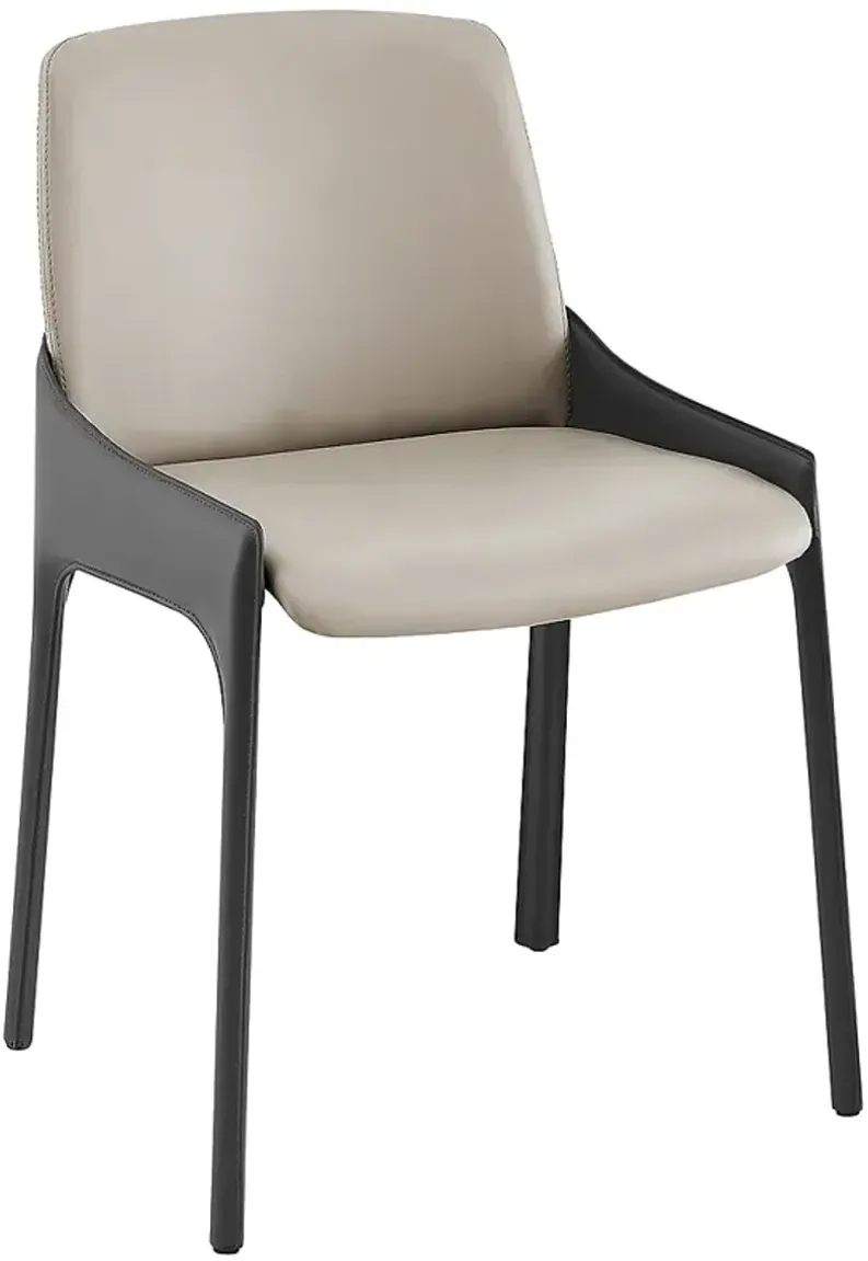 Vilante Light Gray Leather Side Chair