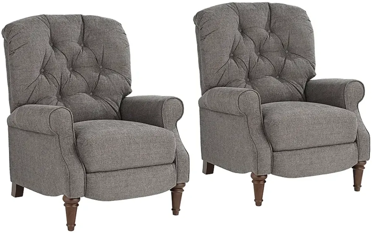 Melissa Ash Gray Fabric 3-Way Recliners Set of 2