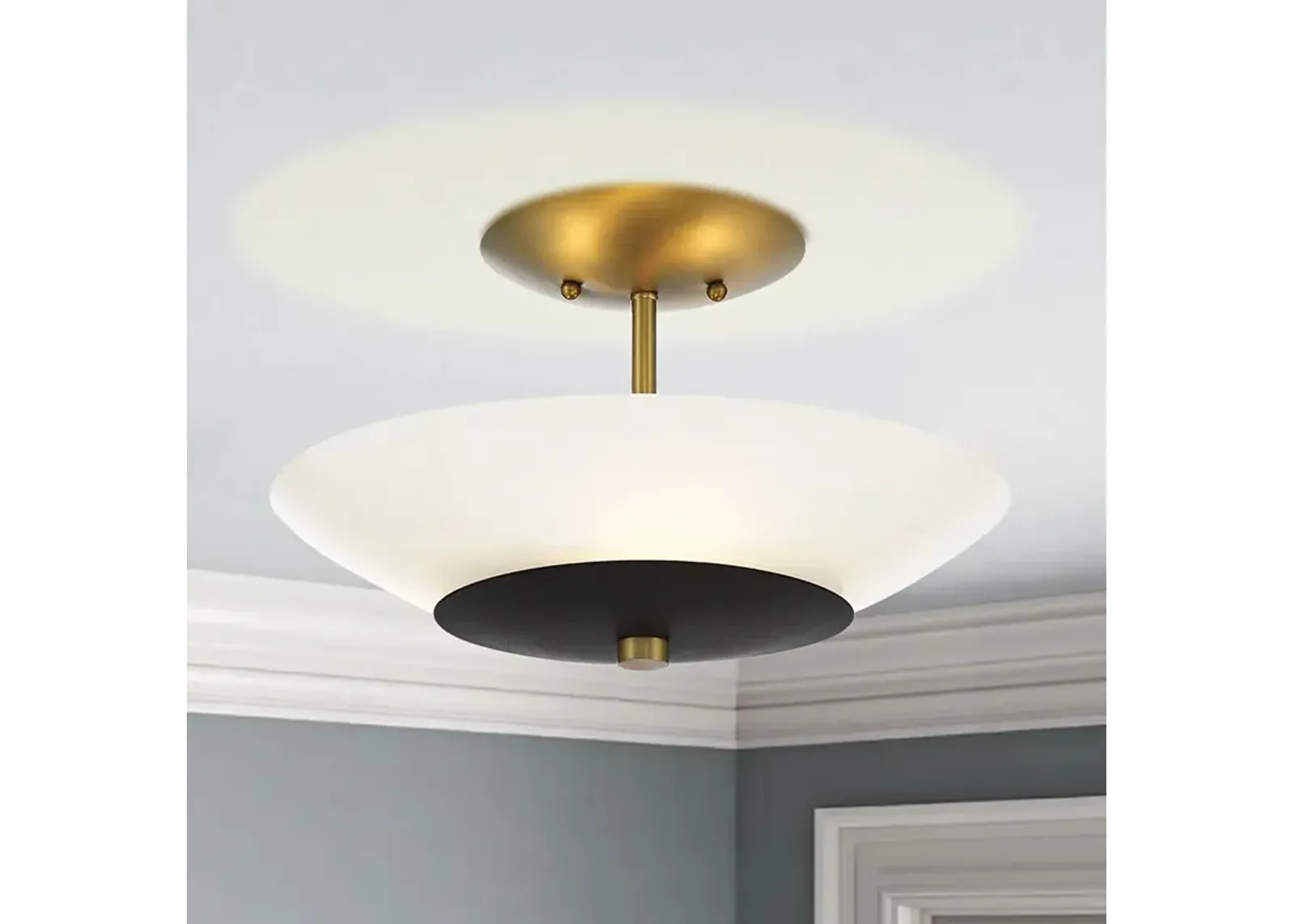 Minka Lavery BAX 3-Light Sand Black And Soft Brass Flush Mount