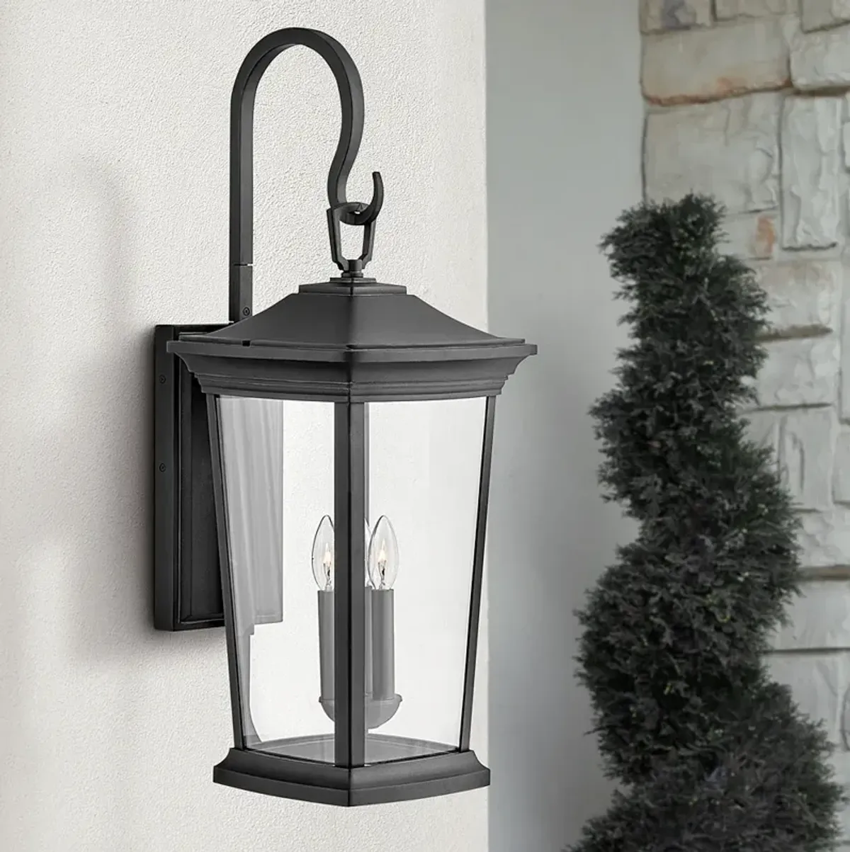 Hinkley Bromley 30"H Museum Black 3-Light Outdoor Wall Light