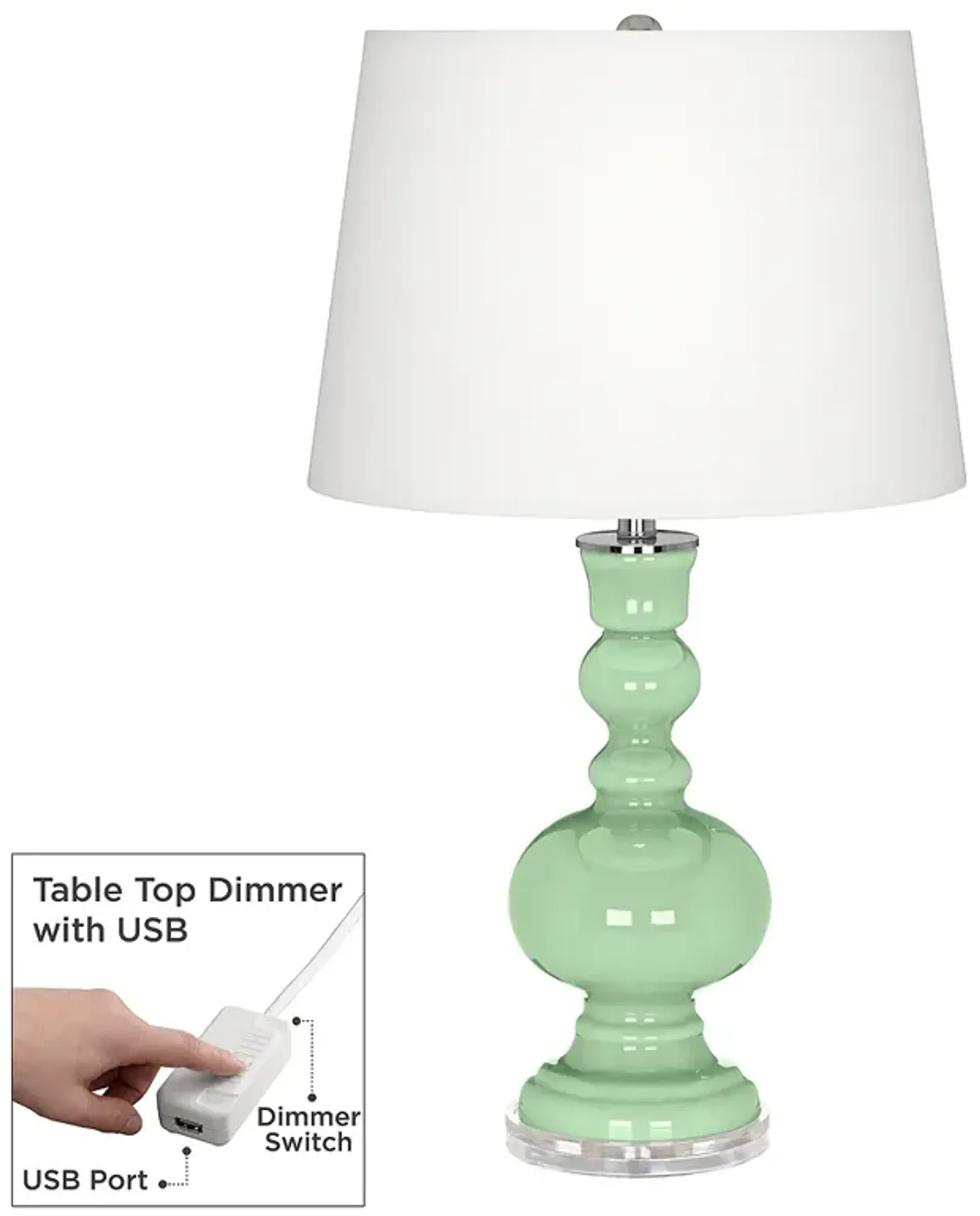 Color Plus Apothecary 30" Flower Stem Green Table Lamp with USB Dimmer