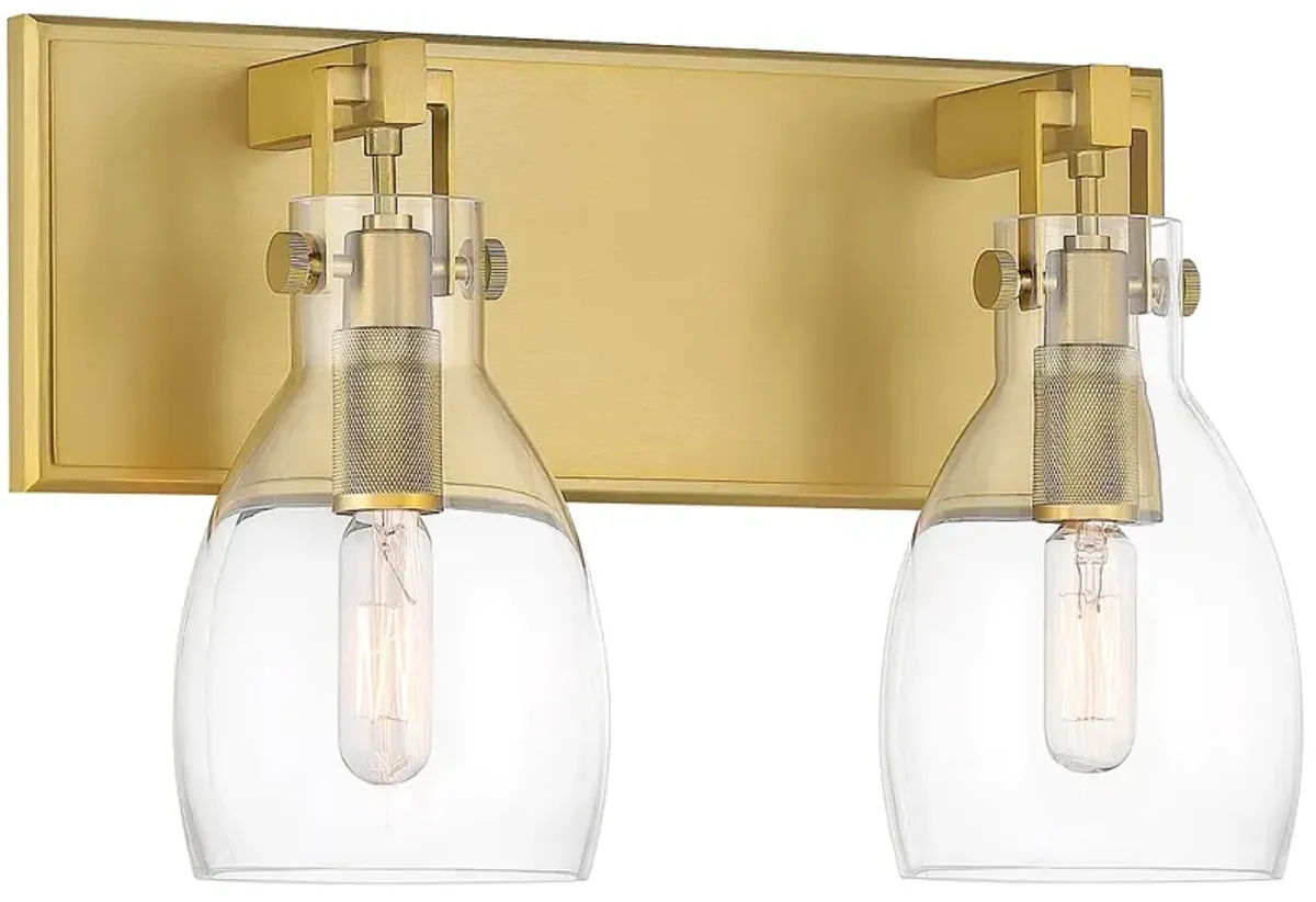 Minka Tiberia 13 3/4" Wide Soft Brass 2-Light Vanity Bath Wall Light