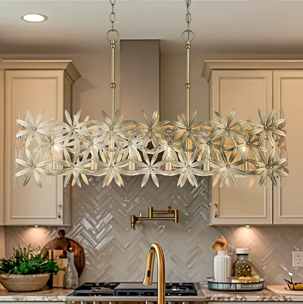 Minka Flower Child 38 1/2" Wide Ambry Gold 6-Light Island Chandelier