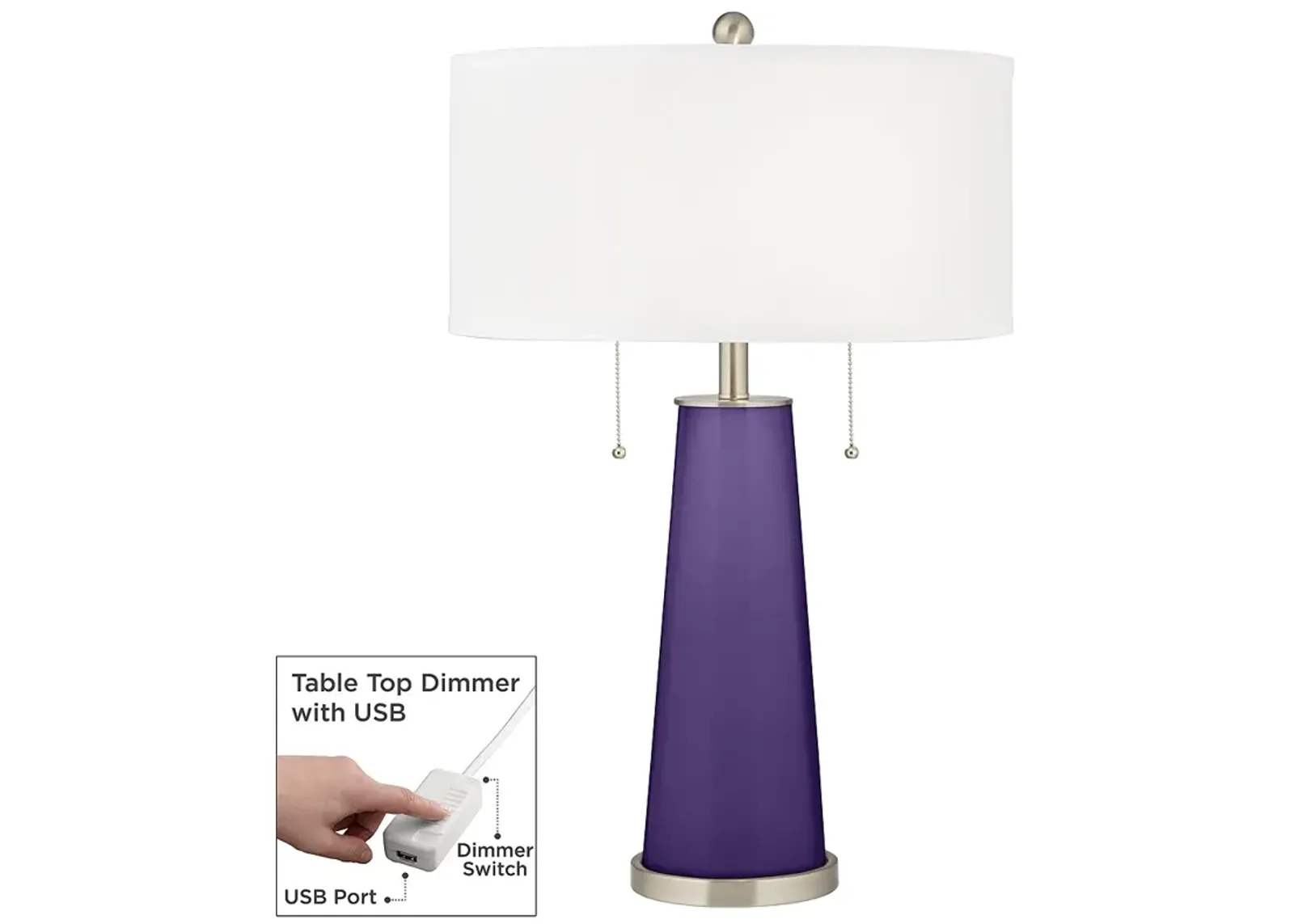 Color Plus Peggy 29 3/4" Izmir Purple Table Lamp with USB Dimmer