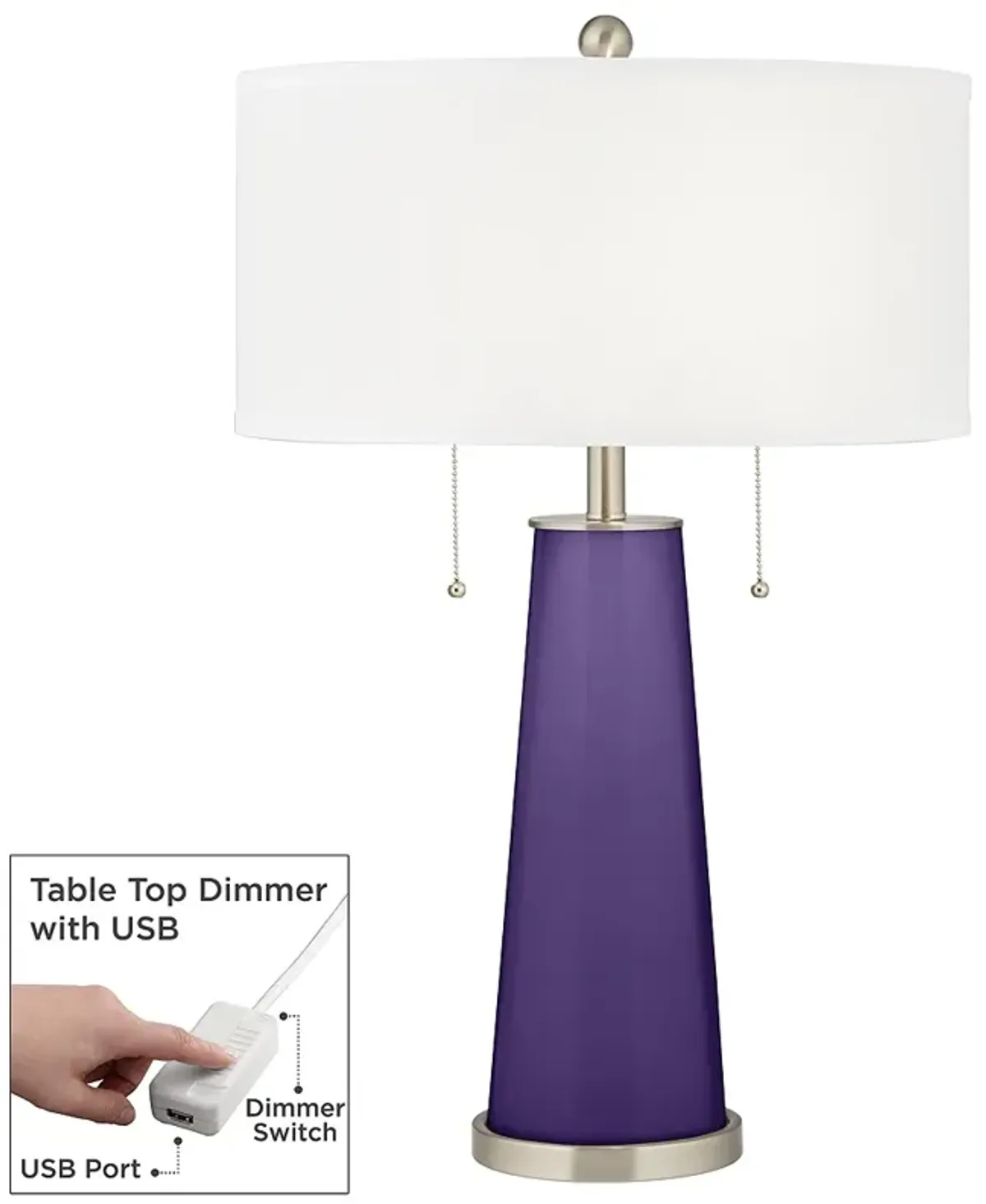 Color Plus Peggy 29 3/4" Izmir Purple Table Lamp with USB Dimmer