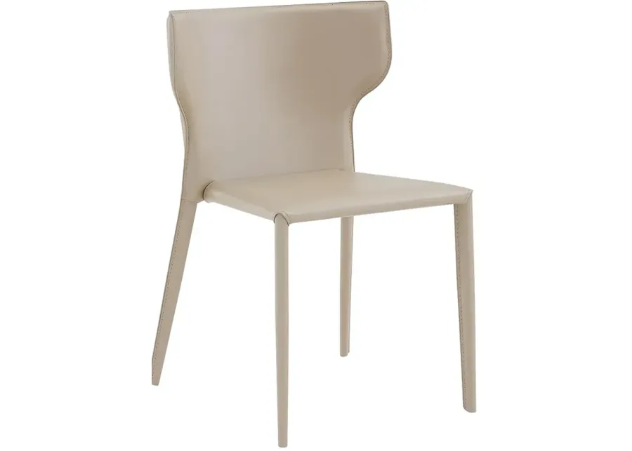 Divinia Light Gray Leather Stacking Side Chair