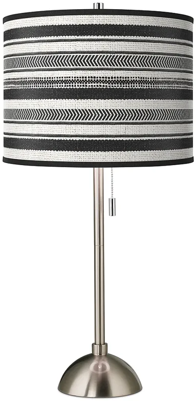 Stripes Noir Giclee Brushed Nickel Table Lamp