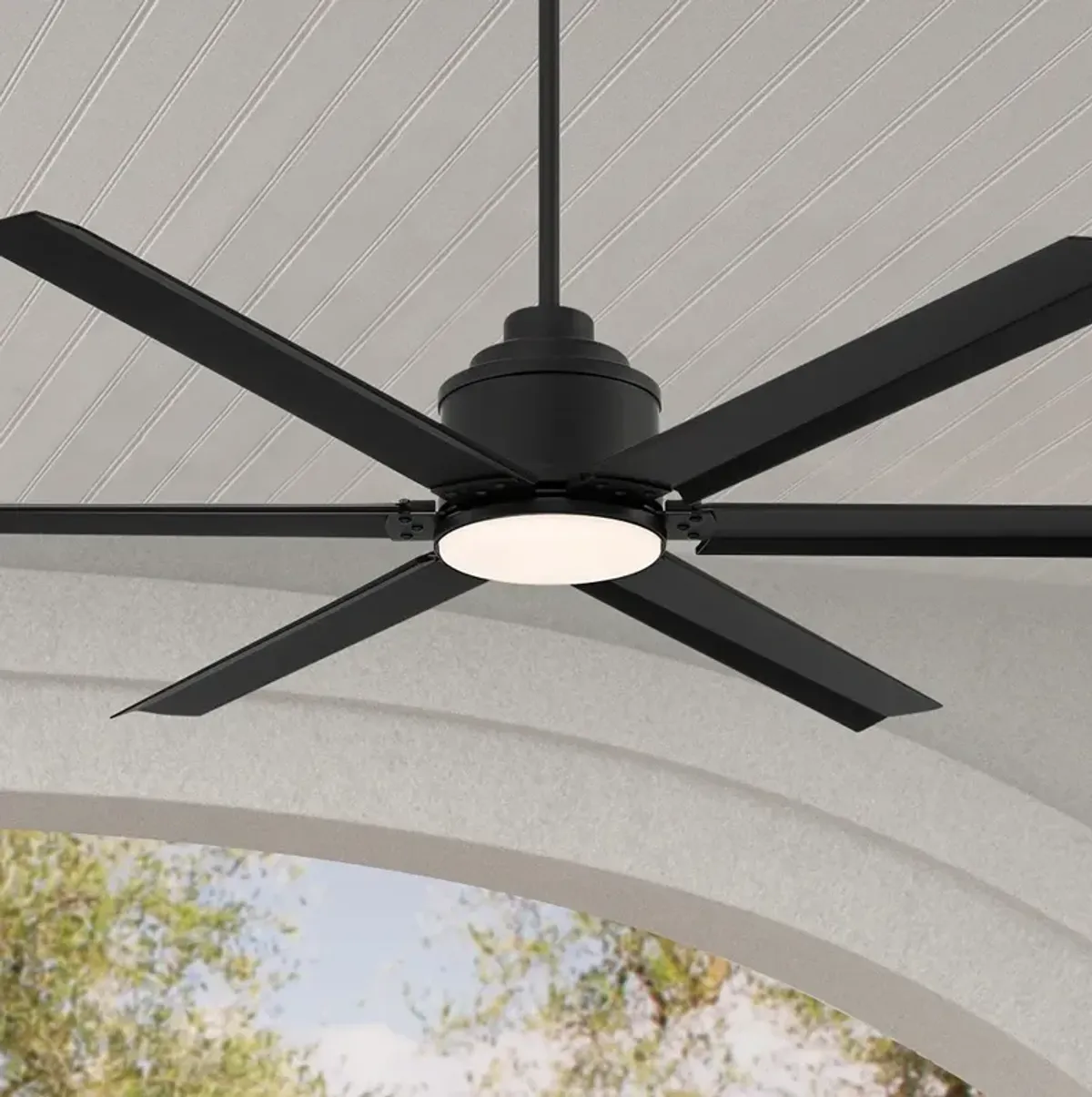 65" Ultra Breeze Matte Black LED Wet Rated Ceiling Fan with Remote