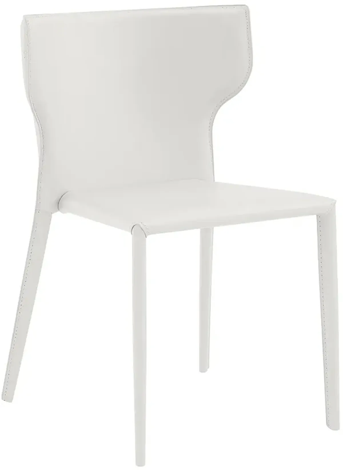 Divinia White Leather Stacking Side Chair