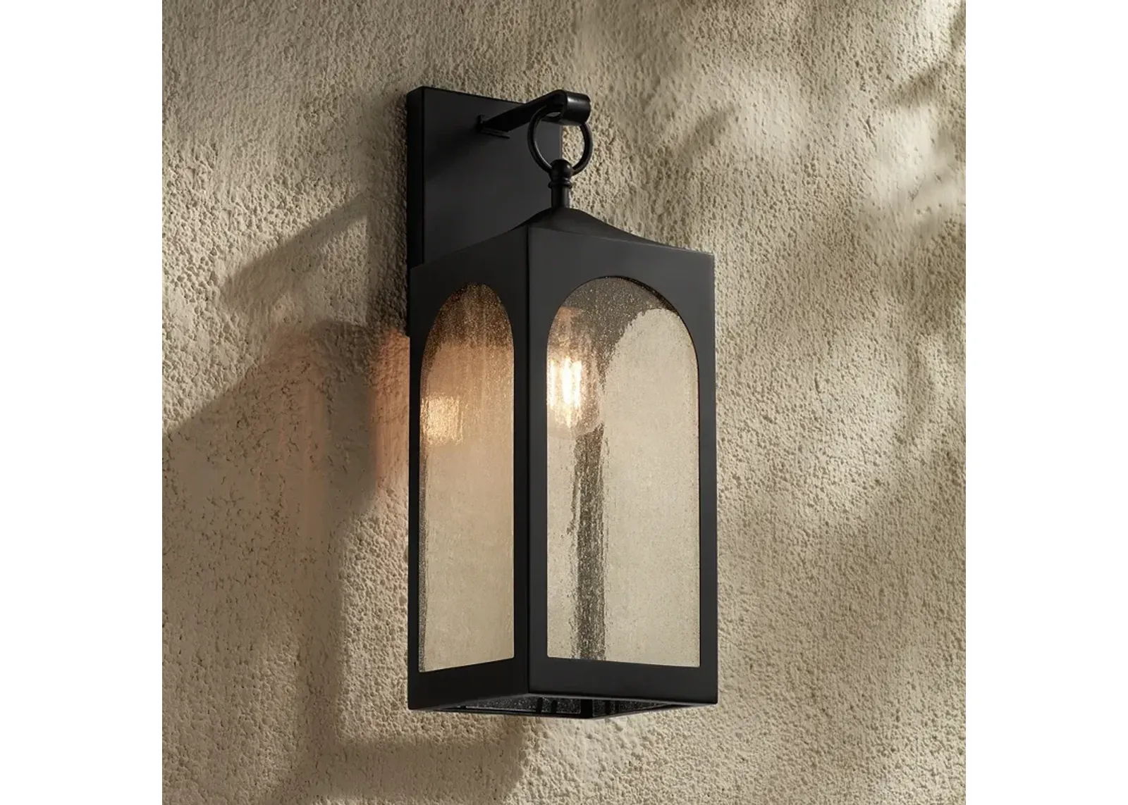 Possini Euro Tyne 20 1/2" High Matte Black Lantern Outdoor Wall Light