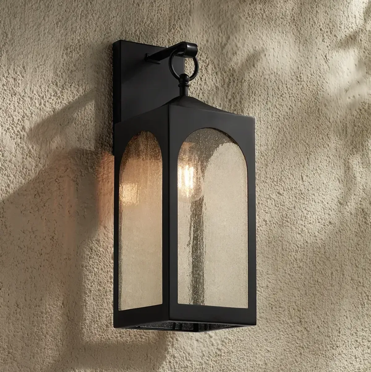 Possini Euro Tyne 20 1/2" High Matte Black Lantern Outdoor Wall Light