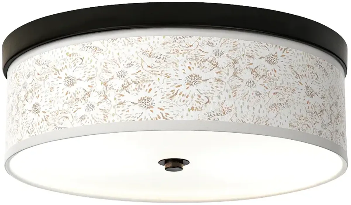 Giclee Gallery Windflowers Pattern 14" Wide Bronze LED Ceiling Light