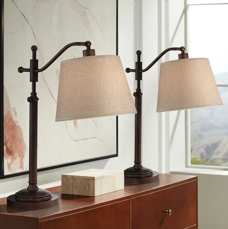 Regency Hill Adley Adjustable Height Downbridge Arm Desk Lamps Set of 2