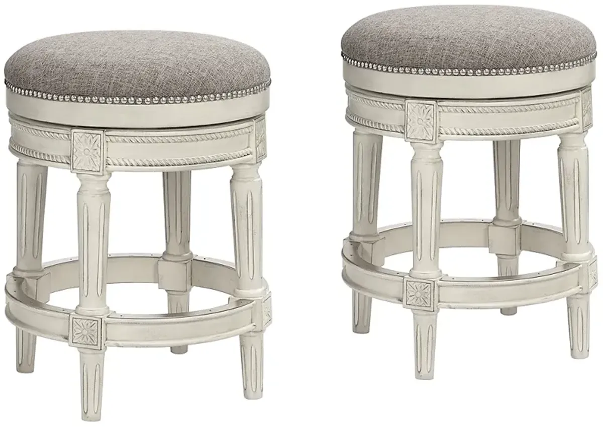 Oliver 26" Pewter Gray Fabric Backless Swivel Counter Stools Set of 2