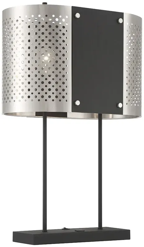 George Kovacs Noho by Robin Barron 2-Light Nickel and Black Table Lamp