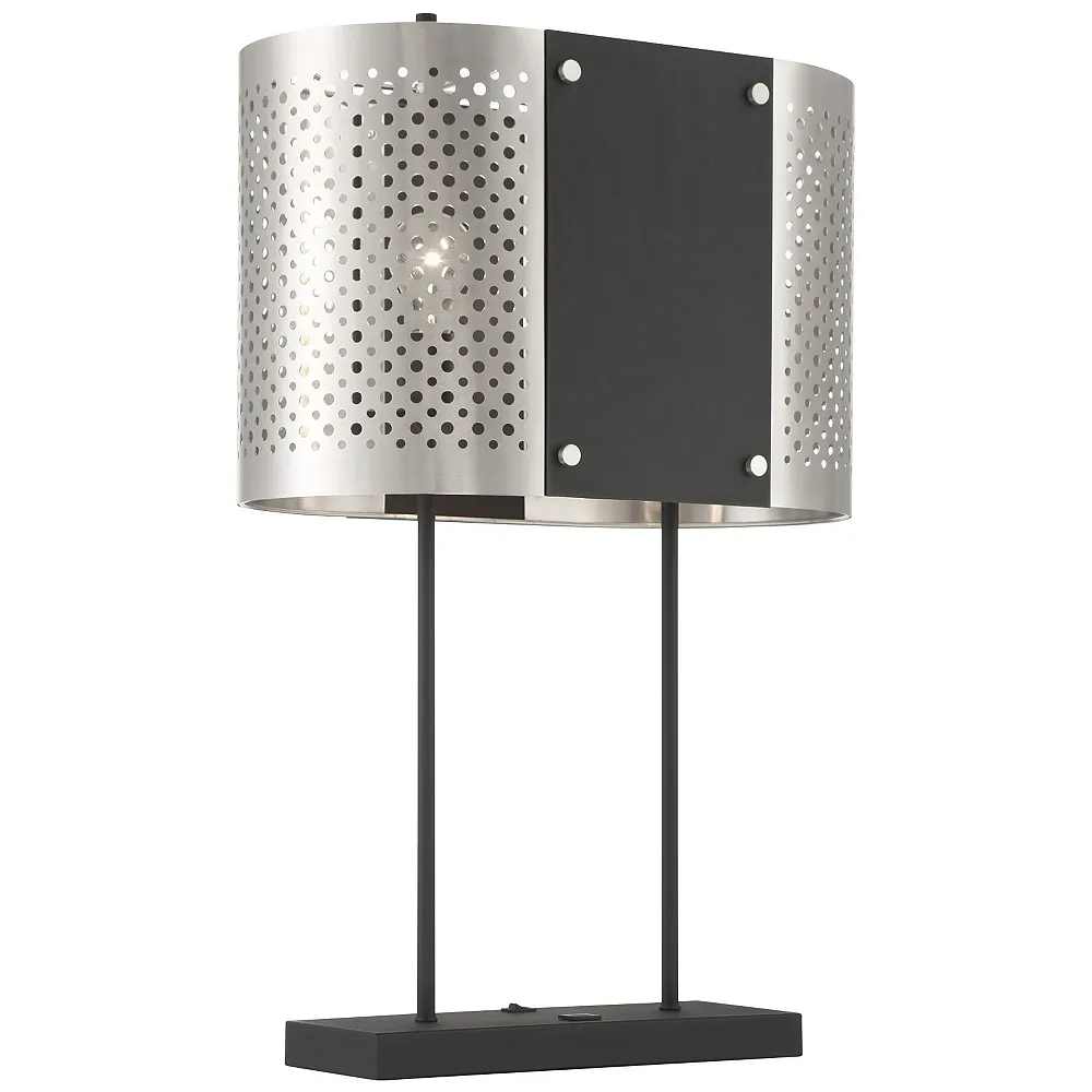 George Kovacs Noho by Robin Barron 2-Light Nickel and Black Table Lamp