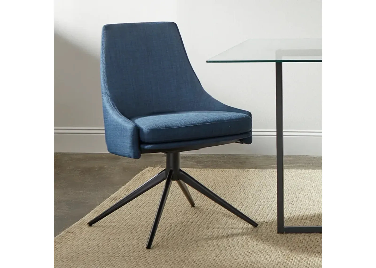 Signa Blue Fabric Swivel Side Chair