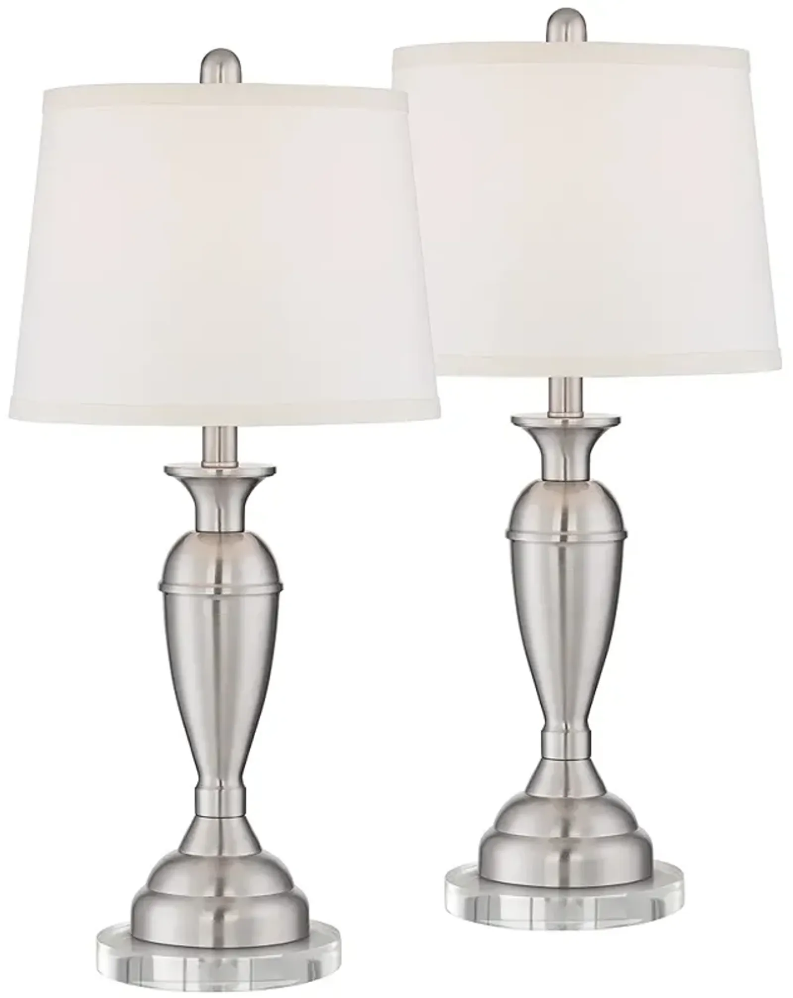 Regency Hill Blair 26" Brushed Nickel Lamps Set with Acrylic Risers