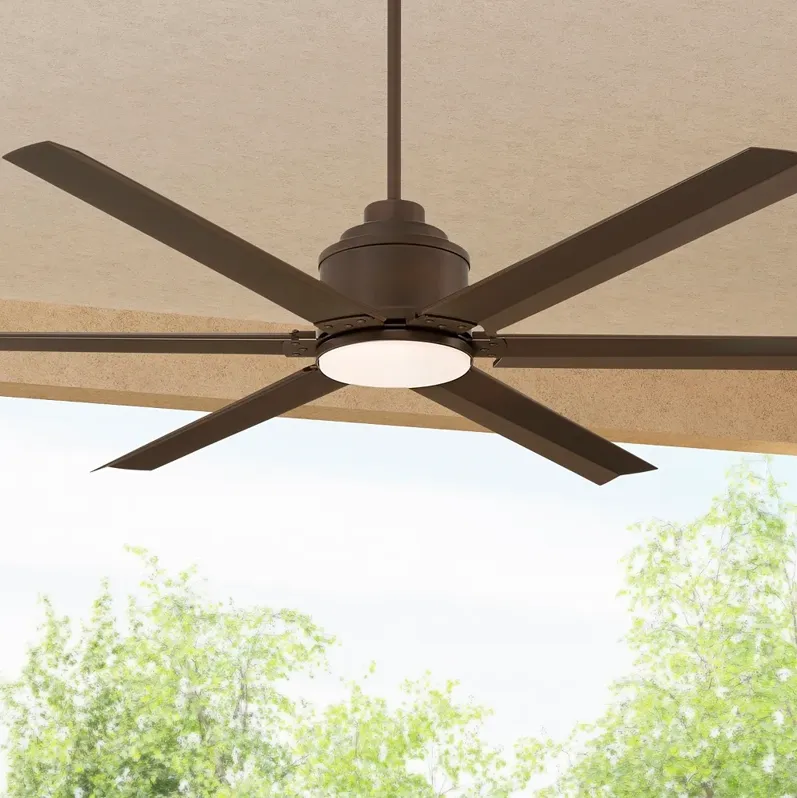 65" Casa Vieja Ultra Breeze Bronze LED Wet Ceiling Fan with Remote