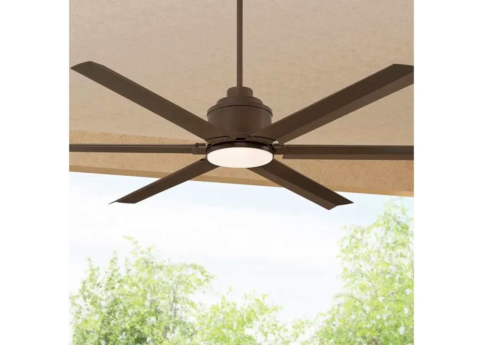 65" Casa Vieja Ultra Breeze Bronze LED Wet Ceiling Fan with Remote